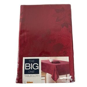 The Big One Tablecloth Solid Red Poinsettia 60x84 Christmas Holiday Cotton Blend